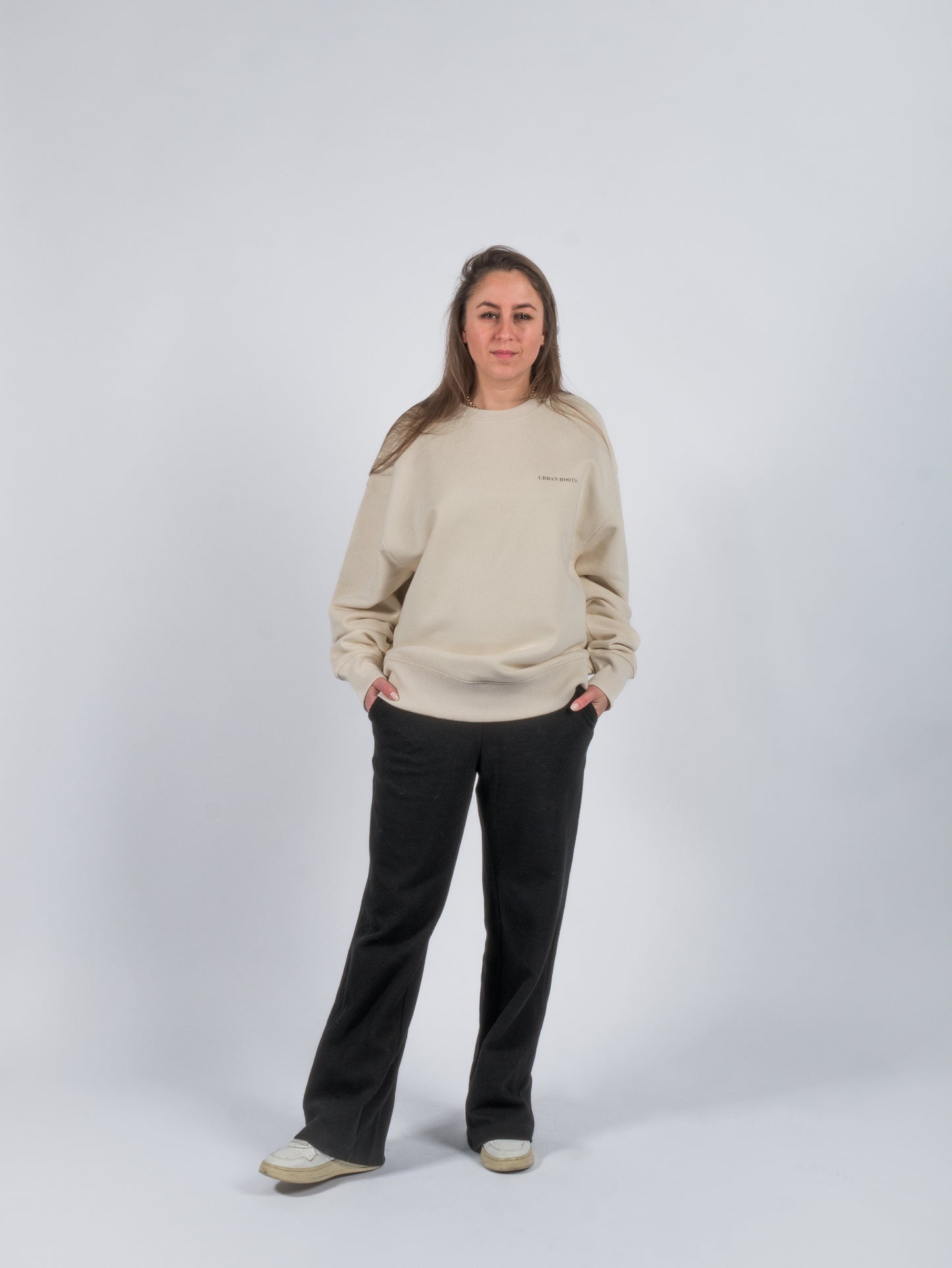 Crewneck Attached beige brown