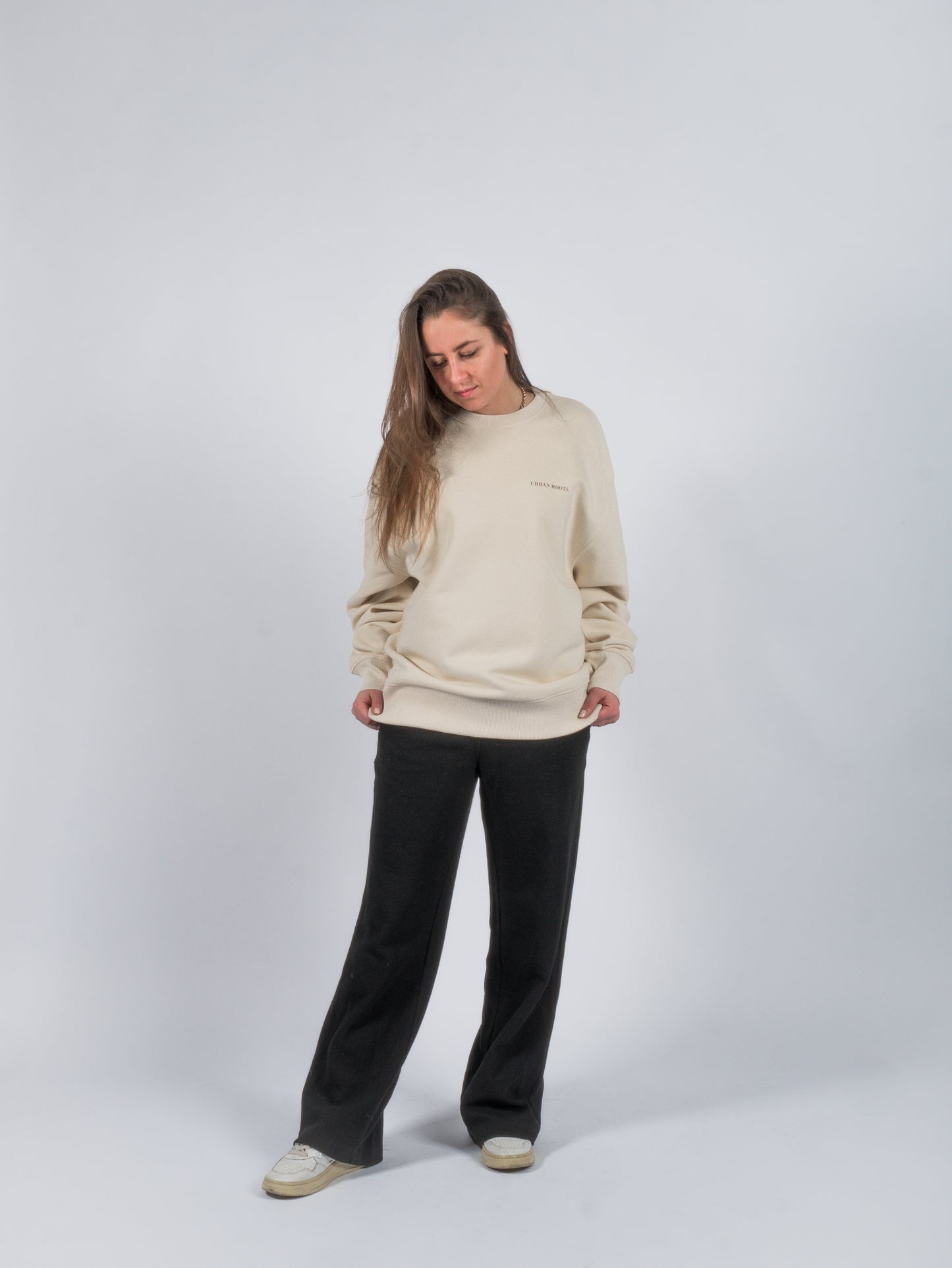 Crewneck Attached beige brown