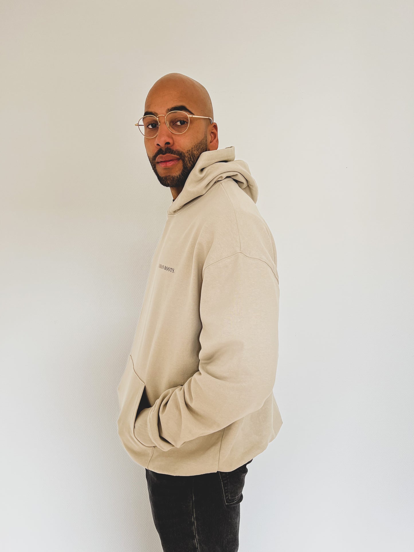 Hoodie Moonshot beige black